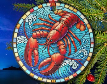 Suncatcher-Inspired Red Lobster Ornament Beach Decor Everyday Ornament Gift for Ocean Lovers
