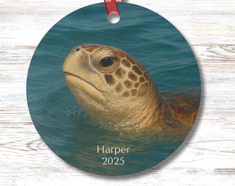 Personalized Sea Turtle Ornament: Coastal Marine Life Decor