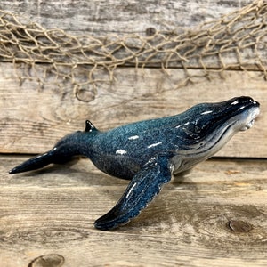 Beautifully Detailed Polyresin Tabletop Blue Whale Figurine