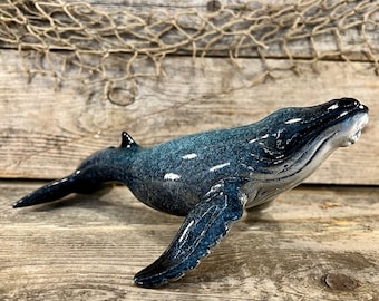 Beautifully Detailed Polyresin Tabletop Blue Whale Figurine
