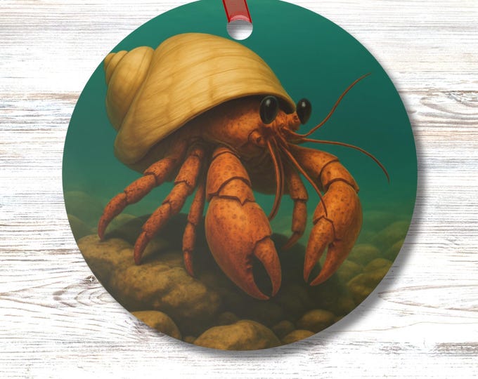 Hermit Crab Ornament Beach Sea Life Decor Coastal Ocean Gift Nautical Marine Ornament Funny Crab Lover Gift for Her Underwater Art