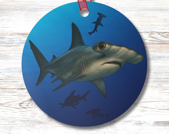 Hammerhead Shark Ornament Ocean Sea Life Decor Deep Sea Diver Gift Nautical Coastal Marine Gift for Him Underwater Shark Art