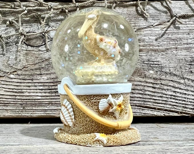 Sand and Seashells Kissing Seahorses Resin and Glass Water Globe