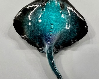 Realistic Blue and Black Polyresin Stingray Refrigerator Magnet