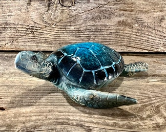Realistic Polyresin Blue Loggerhead Sea Turtle Figurine