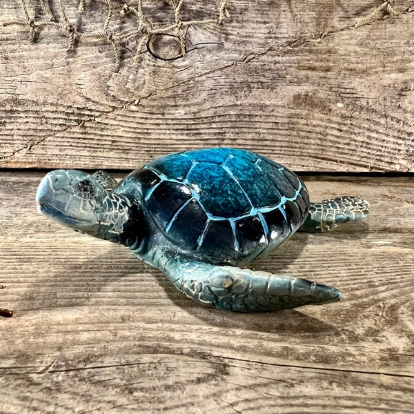 Realistic Polyresin Blue Loggerhead Sea Turtle Figurine