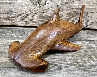 Hand-Carved Hammerhead Shark Wood Figurine