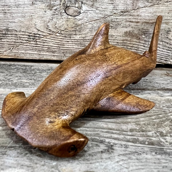 Hand-Carved Hammerhead Shark Wood Figurine