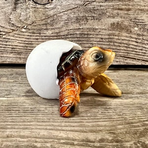 Miniature Polyresin Hatchling Brown Sea Turtle Figurine