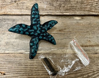 Distressed Cast Iron Starfish Drawer Pull Coastal Cabinet Knob