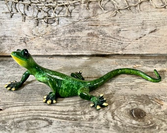 Polyresin Green Gecko Tabletop Figurine