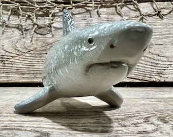 Glossy Polyresin Realistic Gray Tabletop Shark Figurine