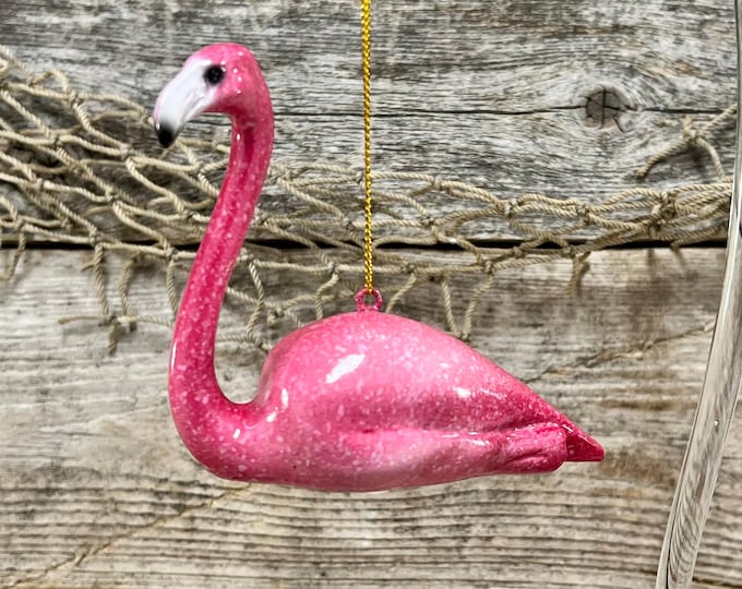 Pink Flamingo Ornament: Coastal Christmas Tree Decoration