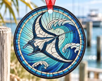 Manta Ray Metal Ornament Coastal Ocean Decor Car Mirror Charm