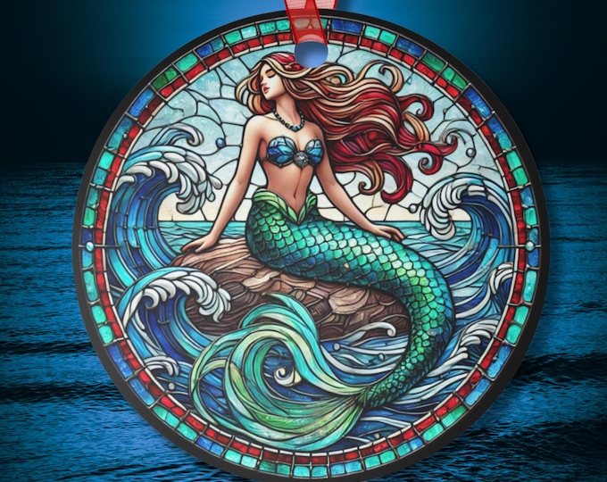 Mermaid Ornament Beautiful Suncatcher-Inspired Coastal Decor Gift for Mermaid Lovers Round Ocean Ornament for Her
