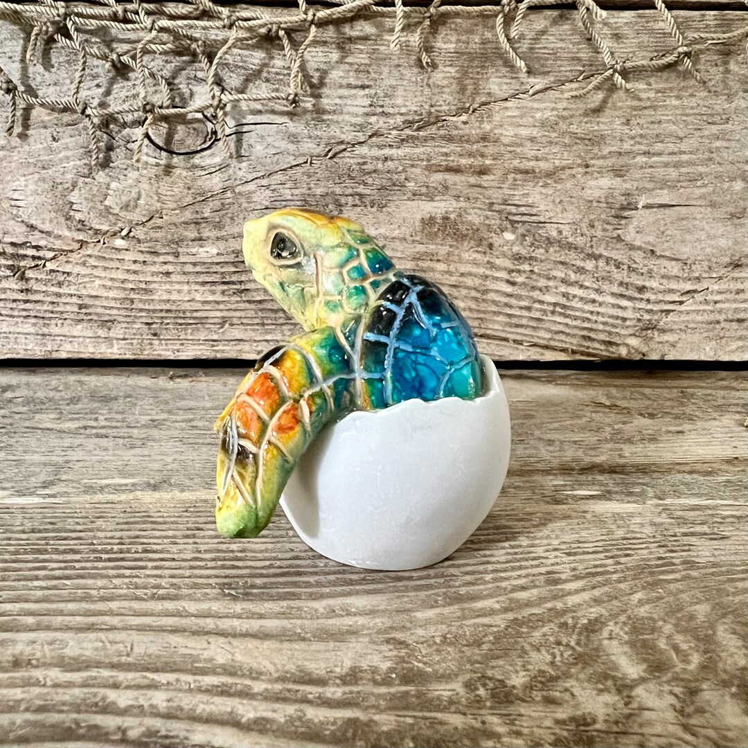 Miniature Polyresin Blue Sea Turtle Hatchling Figurine - Etsy