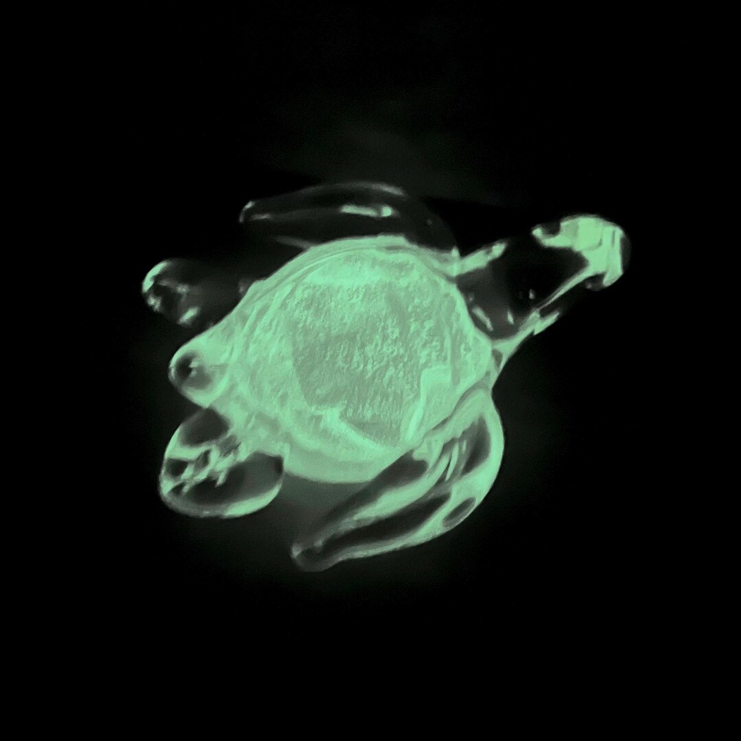 Glow in the Dark Glass Sea Turtle Figurine Clear Hand Blown Crystal ...