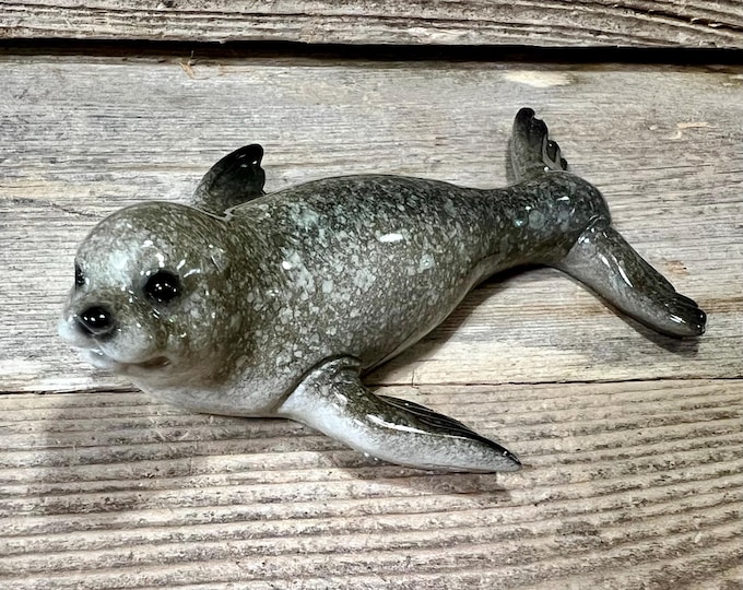 Harbor Seal Figurine Miniature Seal Coastal Decor Sea Life Desk Decor