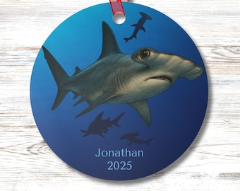 Personalized Hammerhead Shark Ornament: Coastal Ocean Decor