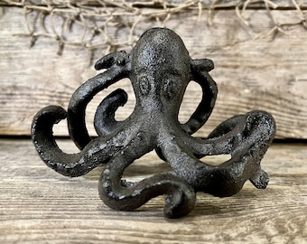 Rustic Brown Octopus Cast Iron Tabletop Figurine