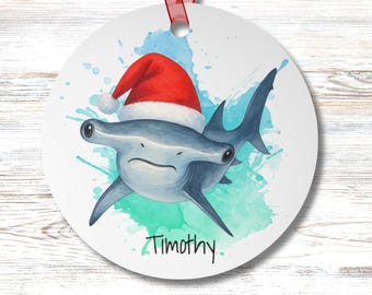 Personalized Hammerhead Shark Christmas Ornament: Coastal Holiday Decor