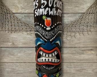 Funny Tropical Cocktail Tiki Mask Wall Decor for Pool Bars