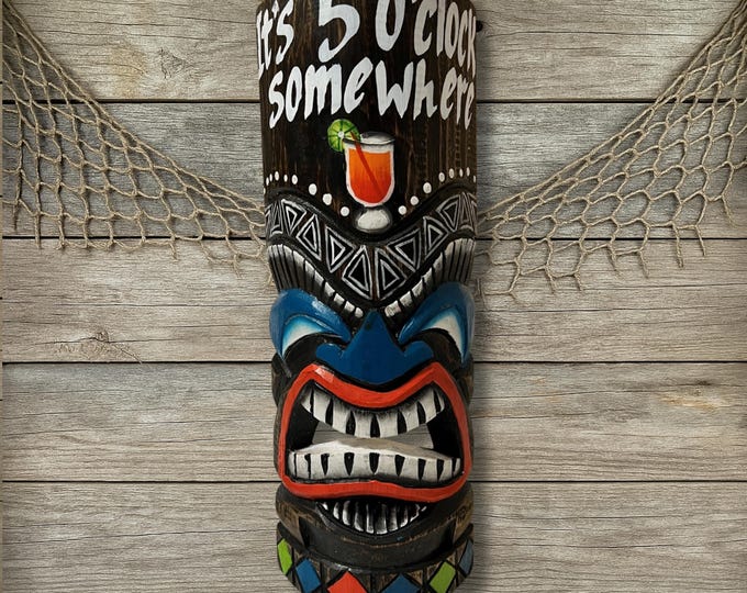 Funny Tropical Cocktail Tiki Mask Wall Decor for Pool Bars