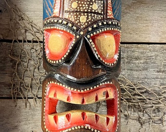 Handmade Tribal Warrior Tiki Mask Wood Wall Plaque