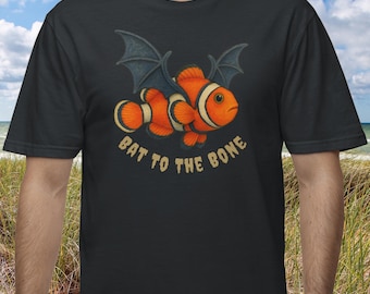 Clownfish Bat Wings Halloween T-Shirt: Funny Coastal Fall Tee