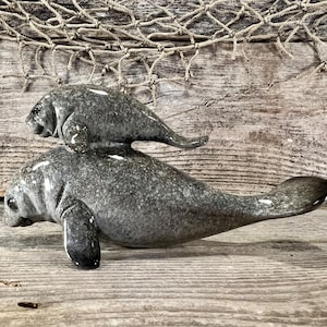 Polyresin Florida Manatee Mother and Calf Figurine
