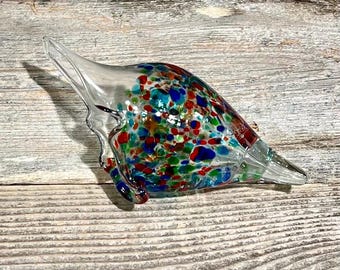 Multicolored Handblown Glass Seashell Miniature Beach Collectors Gift Ocean Lovers Tabletop Figurine Decor