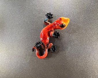 Polyresin Red Gecko Figurine Refrigerator Magnet