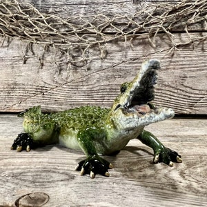 Green Polyresin American Alligator Figurine
