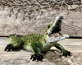 Green Polyresin American Alligator Figurine