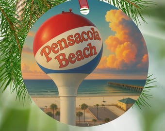 Pensacola Beach Ornament, Coastal Art, Florida Keepsake