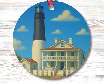 Pensacola Lighthouse Ornament Beach Coastal Decor Historic 1859 Nautical Ornament Double Sided Christmas Gift for Her or Him
