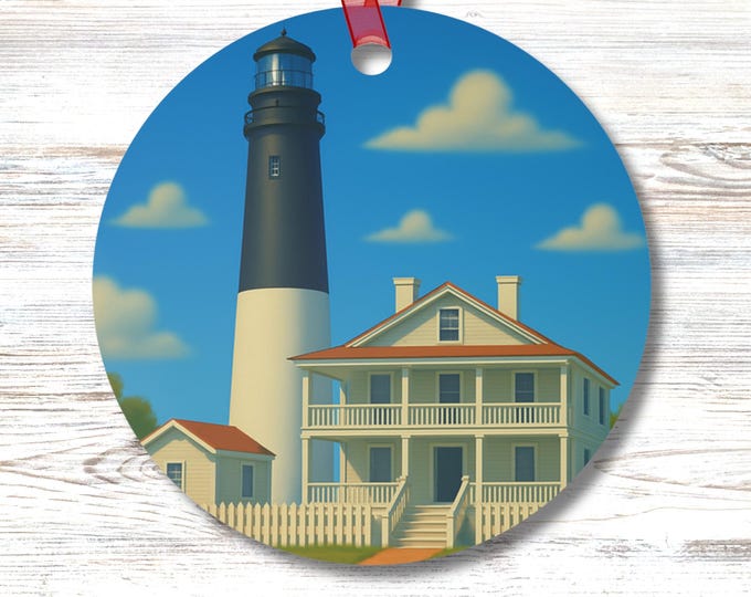 Pensacola Lighthouse Ornament Beach Coastal Decor Historic 1859 Nautical Ornament Double Sided Christmas Gift for Her or Him