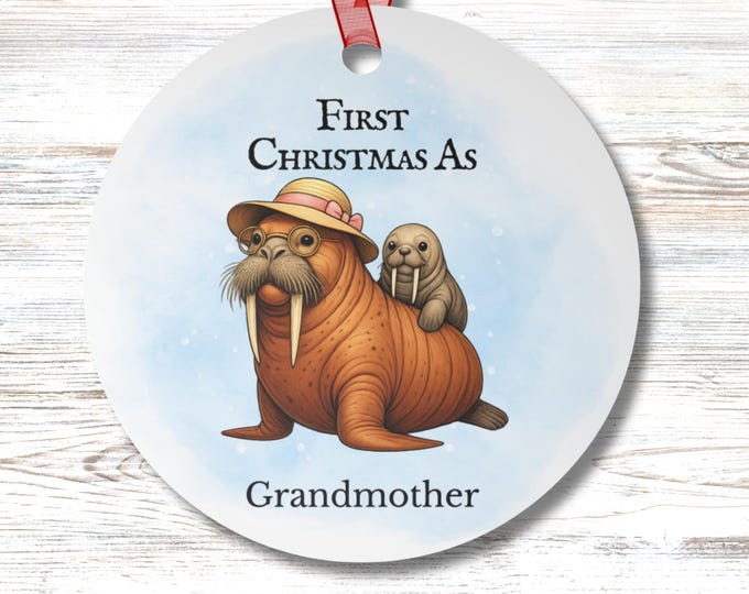 Personalized Grandmother Walrus Ornament: Coastal Christmas Keepsake