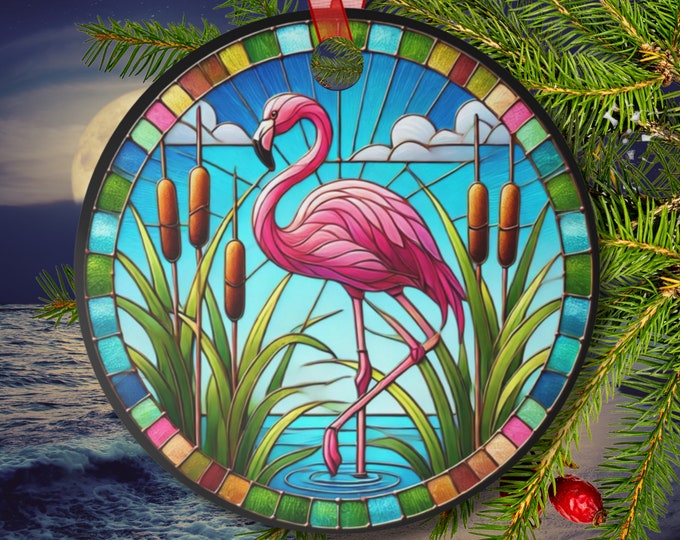 Suncatcher-Inspired Pink Flamingo Ornament Tropical Decor Gift for Flamingo Lovers Beach Lovers and Car Decoration