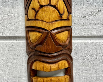 Handmade Natural “Chieftain” Tiki Mask Wood Wall Plaque