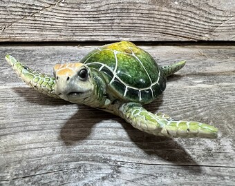 Realistic Polyresin Green Sea Turtle Figurine