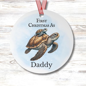 Personalized Sea Turtle First Christmas Ornament: Coastal Holiday Keepsake