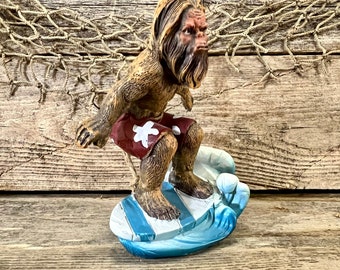 Hand-Painted Resin Surfin’ Sasquatch In Board Shorts Everyday and Christmas Ornament