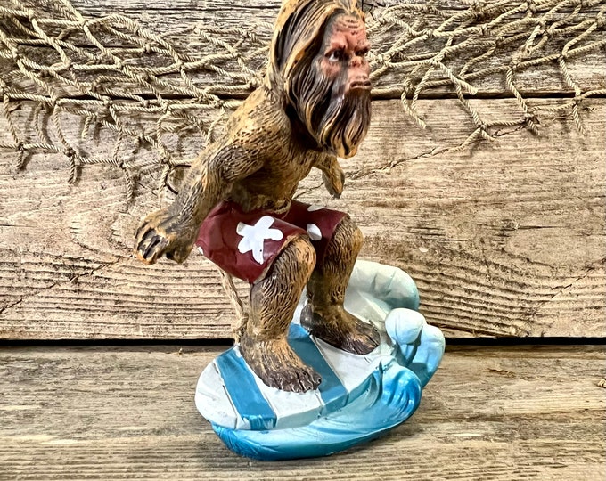 Hand-Painted Resin Surfin’ Sasquatch In Board Shorts Everyday and Christmas Ornament
