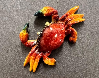 Polyresin Florida Rock Blue Crab Figurine and Decorative Refrigerator Magnet