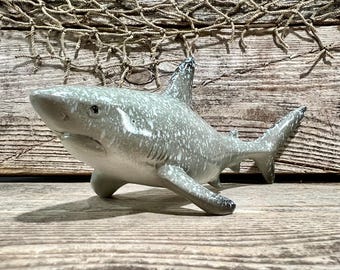 Glossy Polyresin Realistic Gray Tabletop Shark Figurine