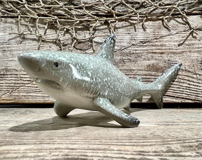 Glossy Polyresin Realistic Gray Tabletop Shark Figurine
