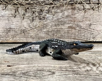 Realistic Alligator with Mouth Closed Resin Figurine