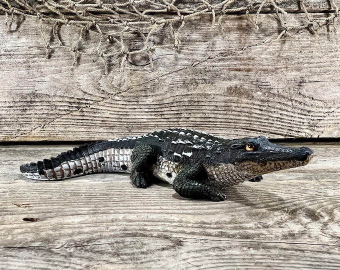 Realistic Alligator with Mouth Closed Resin Figurine