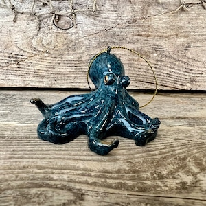 Blue Polyresin Octopus Ornament Figurine